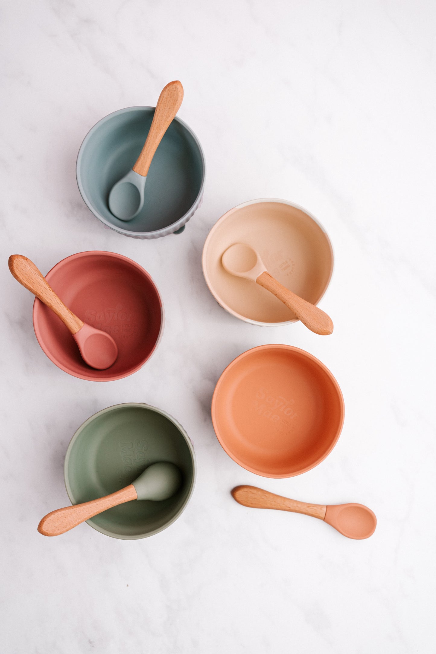 Saylor Mae Silicone Ribbed Suction Bowl with Lid and Spoon - Toffee Coral