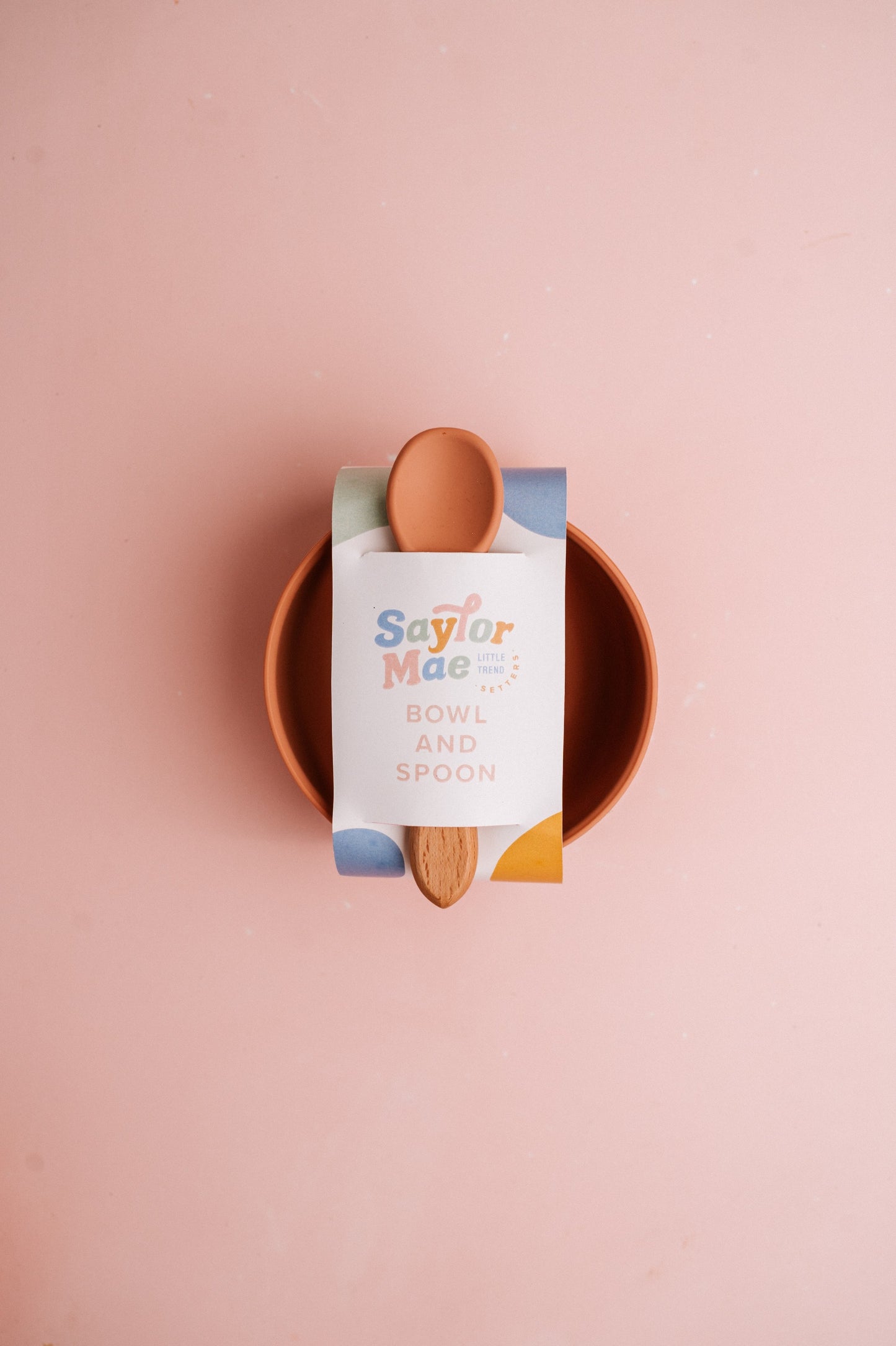 Saylor Mae Silicone Ribbed Suction Bowl with Lid and Spoon - Toffee Coral