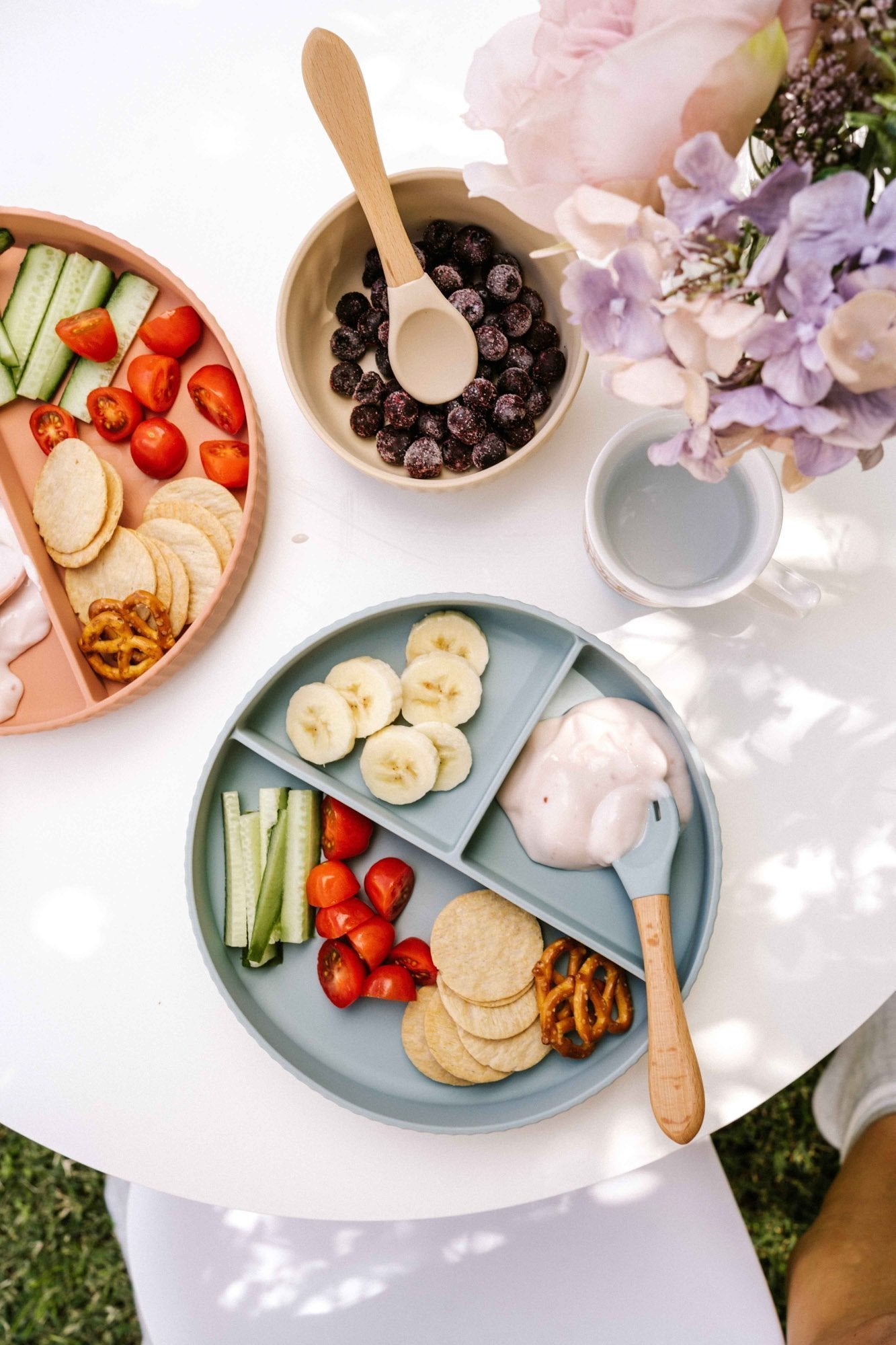Saylor Mae Silicone Ribbed Suction Bowl with Lid and Spoon - Sandy Linen