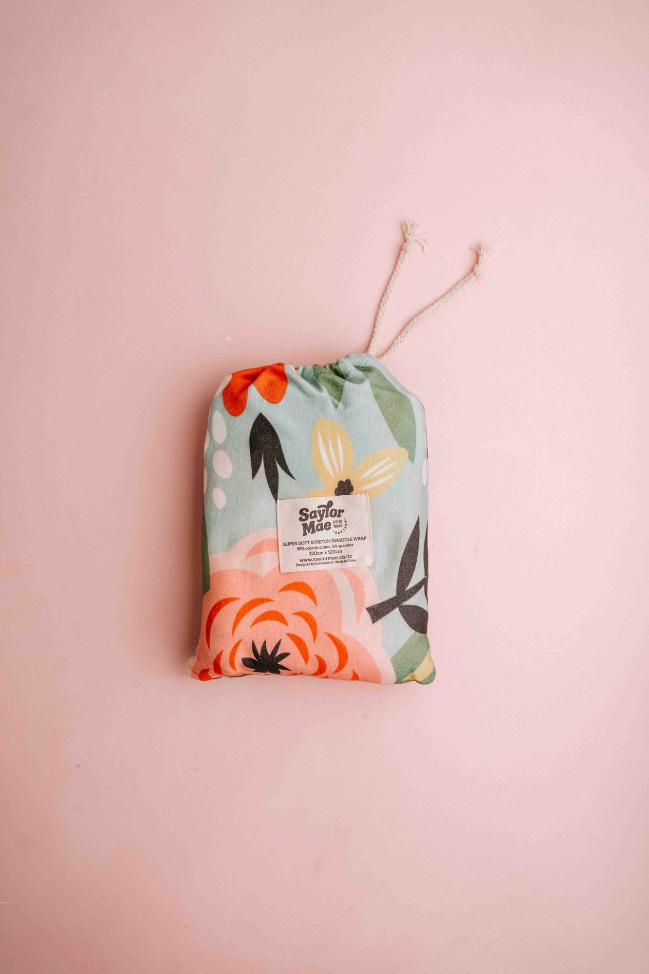 Saylor Mae Stretchy Swaddles Wrap Sets - Summer Botanicals with headband