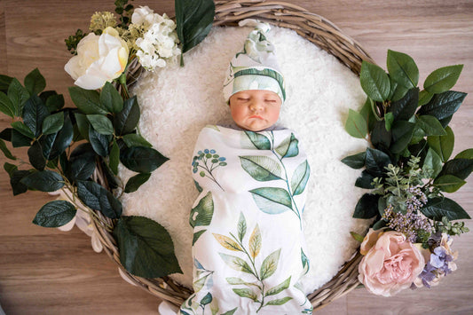 Saylor Mae Swaddle Sack Sets - Olive with beanie