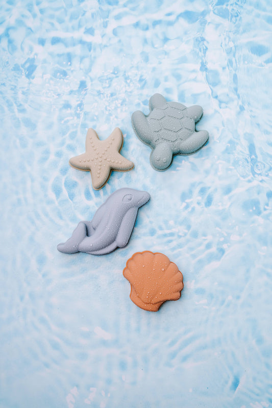 Saylor Mae Silicone Bath Toys - Pastel Sea (Set of 4 plus storage bag)