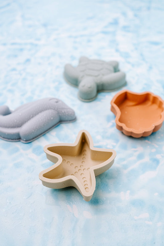Saylor Mae Silicone Bath Toys - Pastel Sea (Set of 4 plus storage bag)