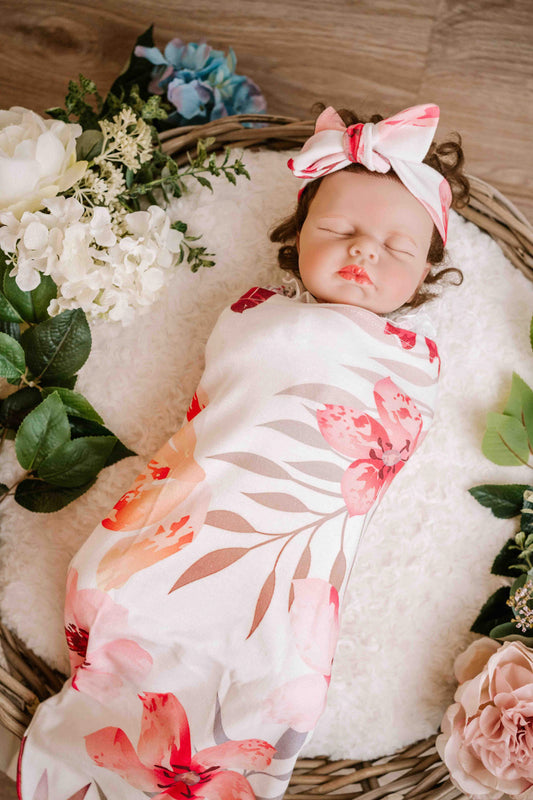 Saylor Mae Swaddle Sack Sets - Sienna with headband